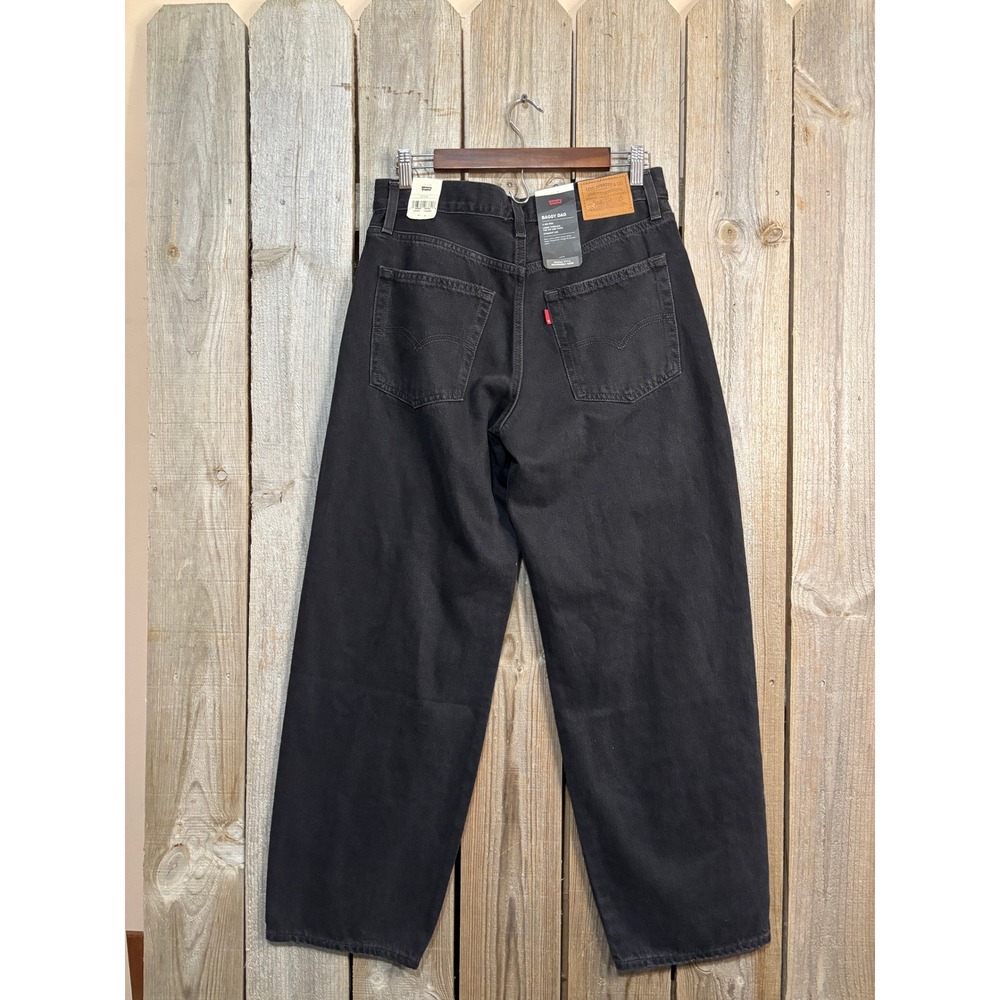 Levis Baggy Dad Jeans Womens 27x30 Black Distressed Mid Rise Straight A3494-0018 - Picture 3 of 9